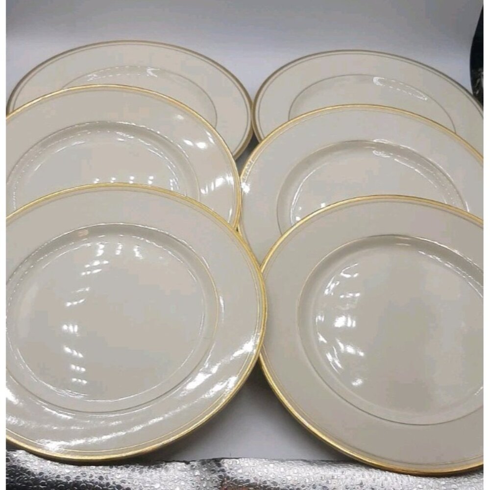 Vtg Fitz and Floyd Palais Luncheon Plate Gold Trim Set of 6 Made in Japan 1970s